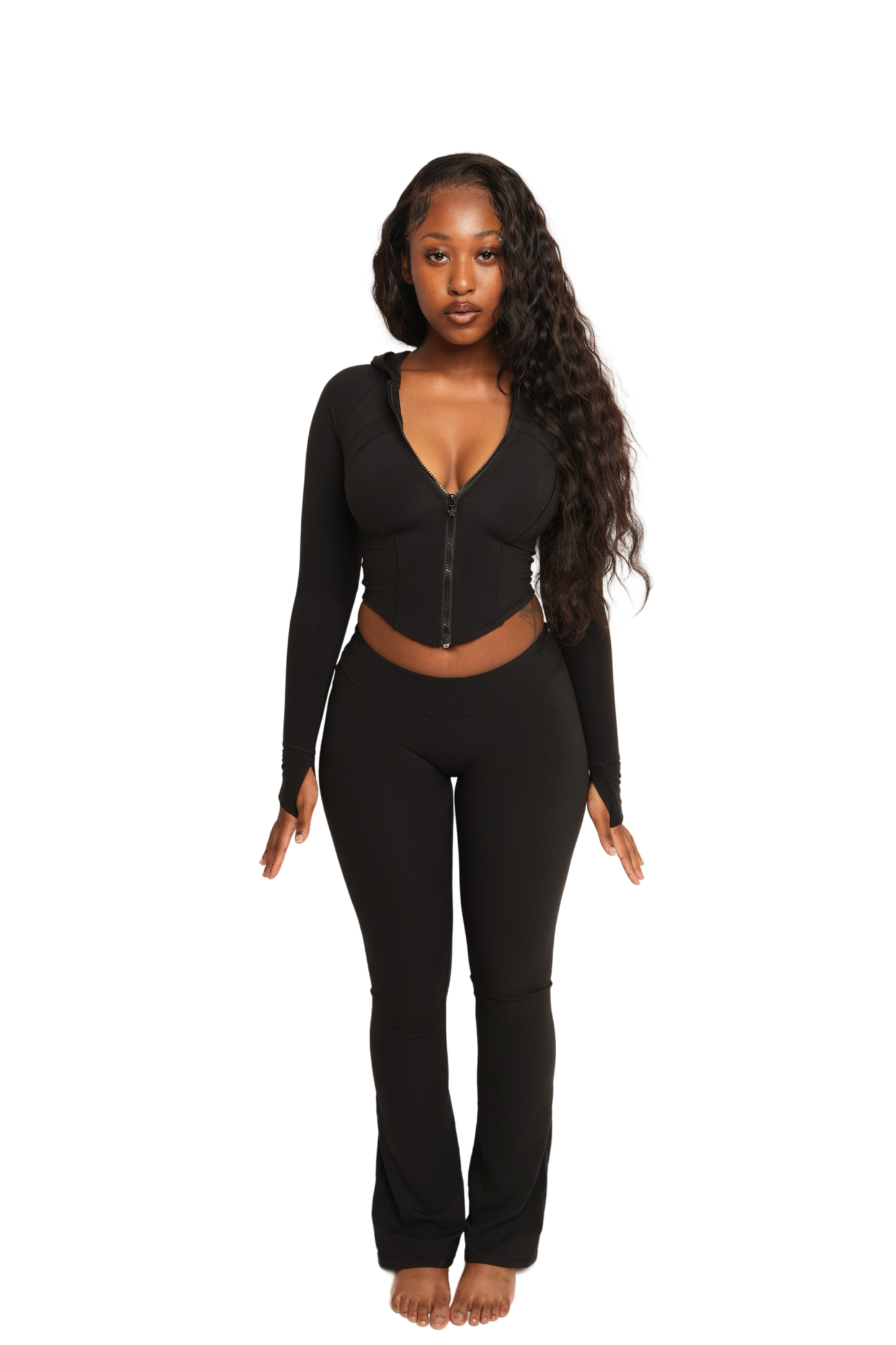 elastic-girl™ dip cut flare pant (panther)